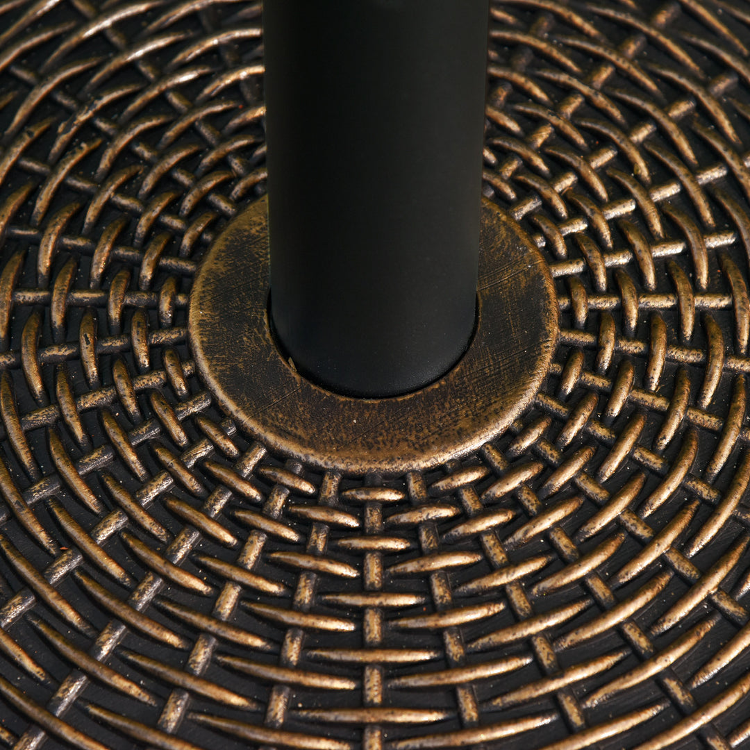 Parasolstativ, paraplyholder, paraplyfod, 25 kg, rattan-look, kurvestativ, paraply Ø35/Ø38/Ø48 mm, plast + cement, antik bronze, Ø53 x 40 cm
