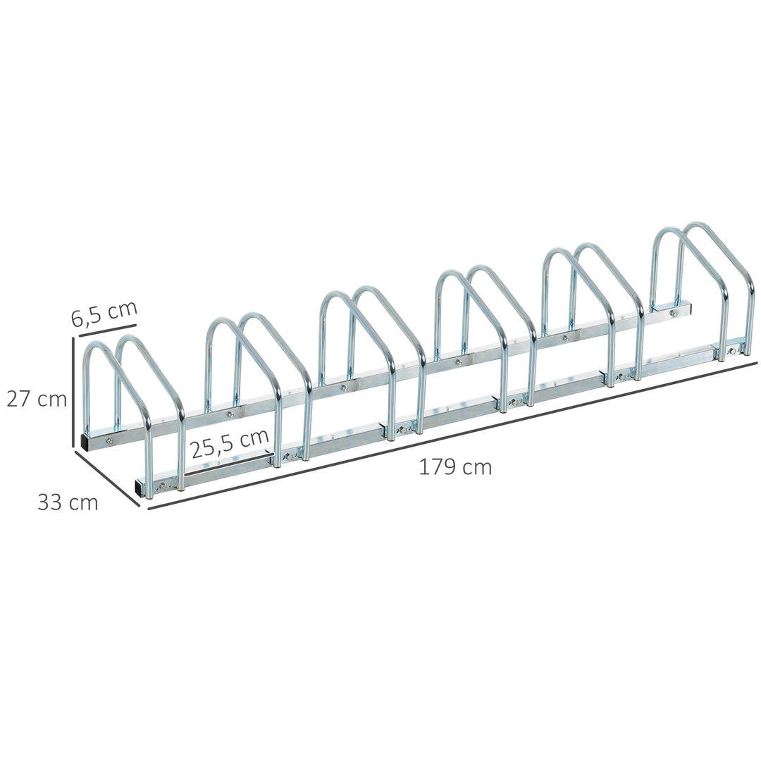 Cykelstativ til 6 cykler vejrbestandig væg- eller gulvmontering stål 179 x 33 x 27 cm
