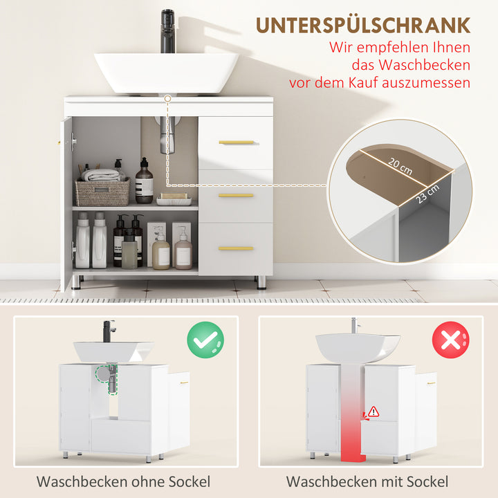 Badeværelsesskab, 3-etagers design, MDF, spånplade, hvid