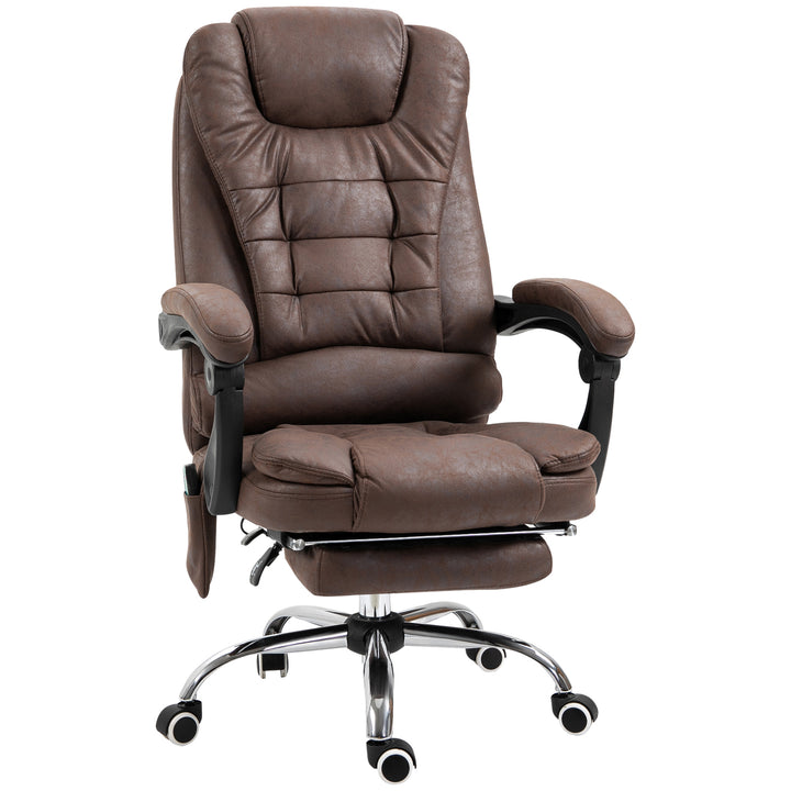 Massagekontorstol, lænefunktion og varmefunktion, drejelig, ergonomisk, op til 120 kg, brun