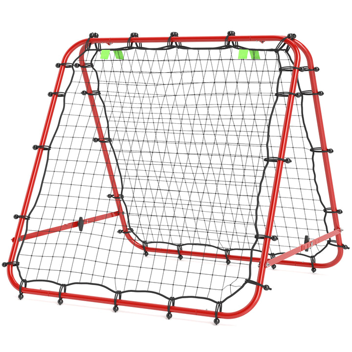 Fodboldmål, justerbart, foldbart, metalramme, 100 x 95 cm, rød