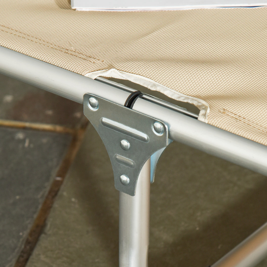 Foldbar liggestol med nakkestøtte, ergonomisk liggestol med 4-niveau justerbar ryglæn, lavet af aluminium, lasteevne op til 120 kg, til have, terrasse, pool, strand, beige