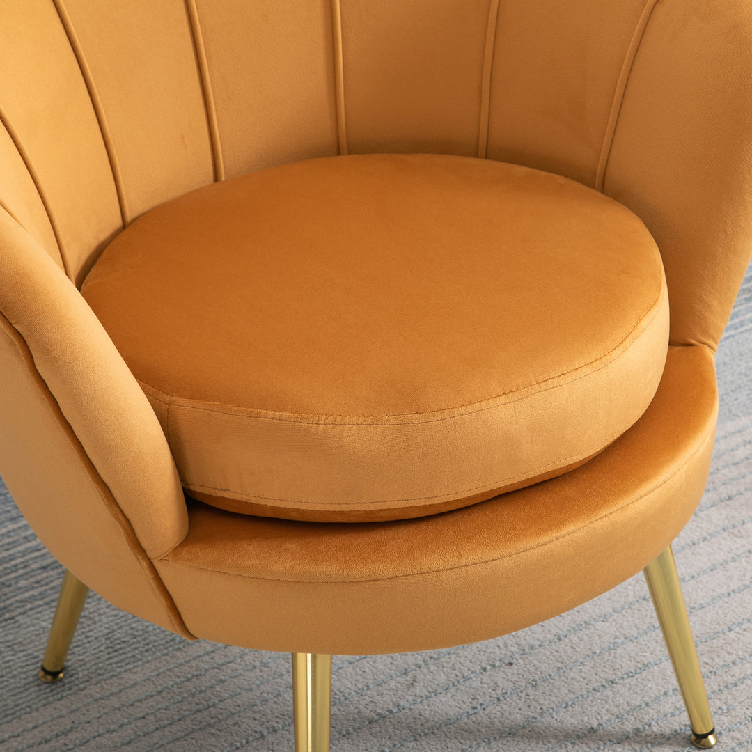 Lounge chair, vintage velour lænestol, metalstel, 76 x 67 x 74 cm, gul