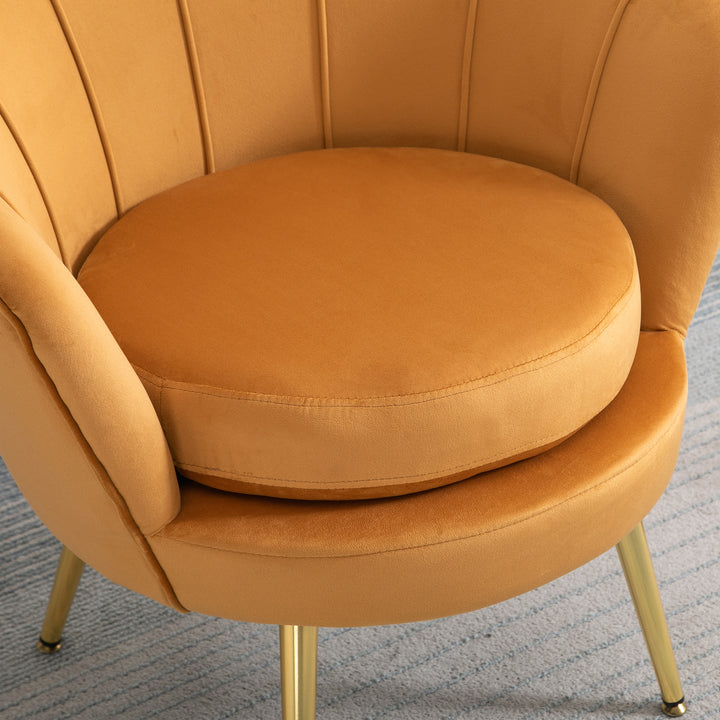 Lounge chair, vintage velour lænestol, metalstel, 76 x 67 x 74 cm, gul