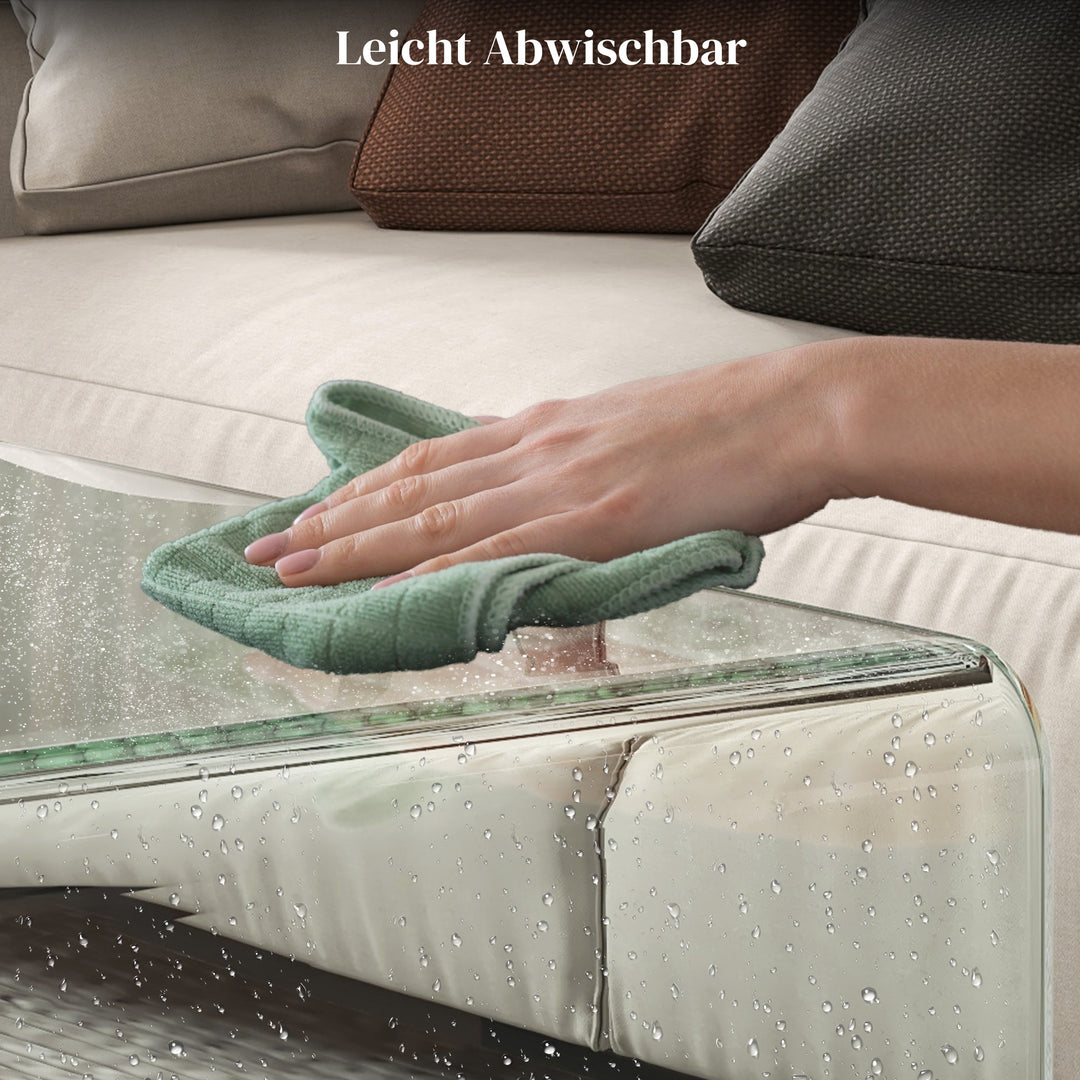Robust sofabord i glas, design i ét stykke, enkelt og moderne, 80 x 45 x 35 cm, transparent