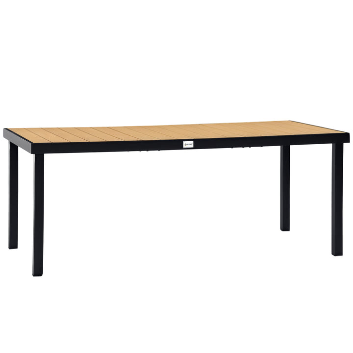 Havebord til 8 personer, spisebord, aluminiumsbord, havemøbler, loungemøbler, letplejelig plastik, naturlig og sort, 190 x 90 x 74 cm