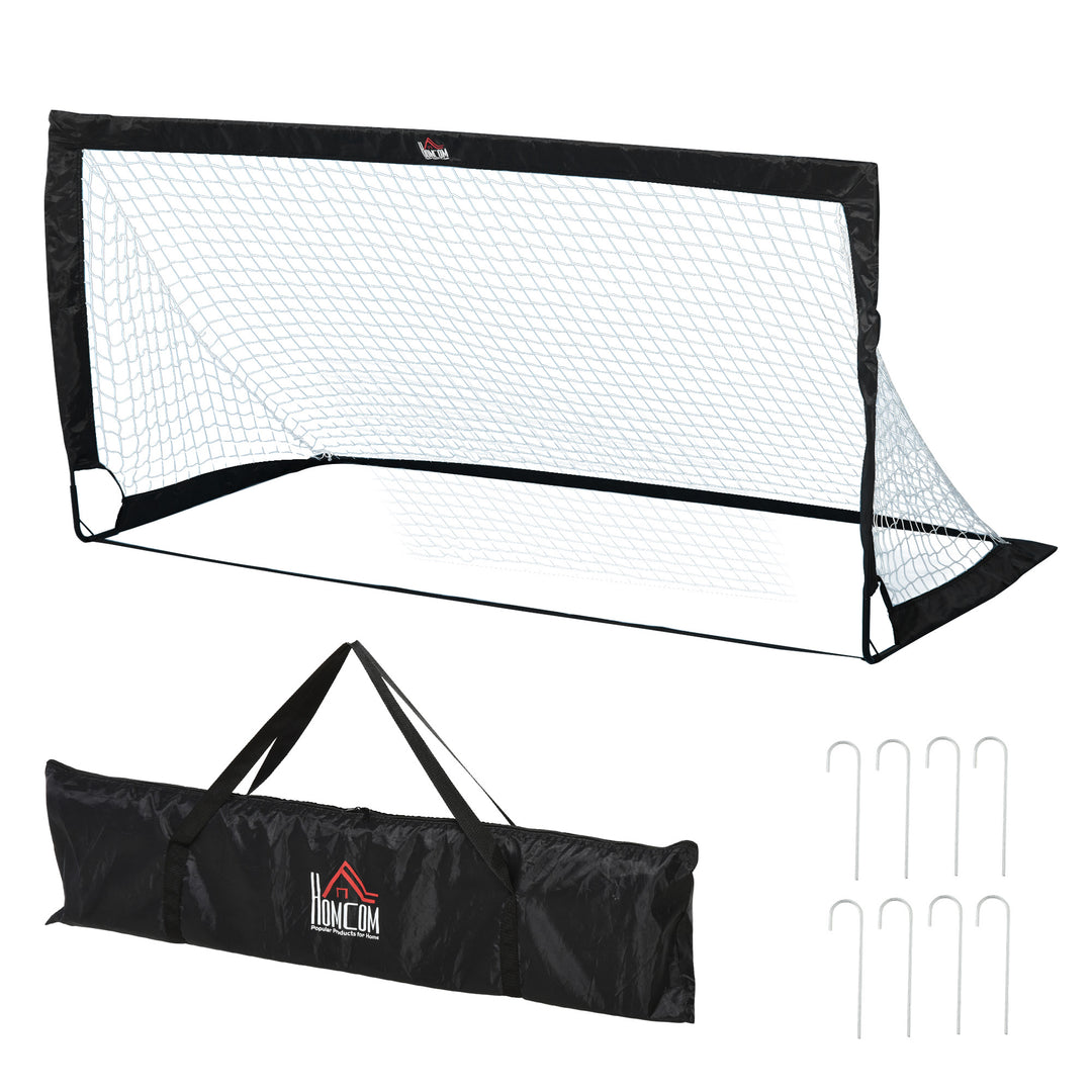 Fodboldmål sæt med 2 foldbare 183 x 90 x 90 cm fodboldmål med bæretaske vejrbestandige udendørs fodboldmål til voksne fodboldmål til have træning fritid sort