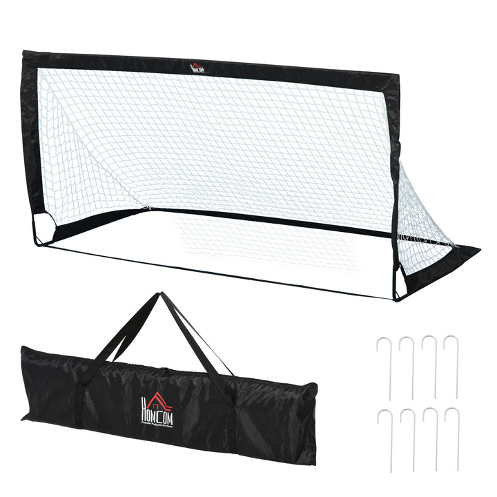 Fodboldmål sæt med 2 foldbare 183 x 90 x 90 cm fodboldmål med bæretaske vejrbestandige udendørs fodboldmål til voksne fodboldmål til have træning fritid sort