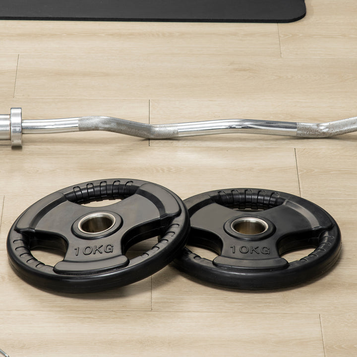 Vægtskive, sæt med 2, 10 kg pr. plade, tre håndtag, gulvbeskyttende gummibelægning, metal