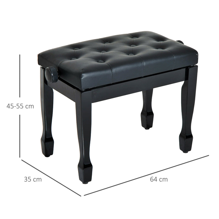Klaverstol, højdejusterbar, klaverbænk med kunstlæderhynde, keyboardstol til klaver og keyboard, 64 x 35 x 45-55 cm, sort