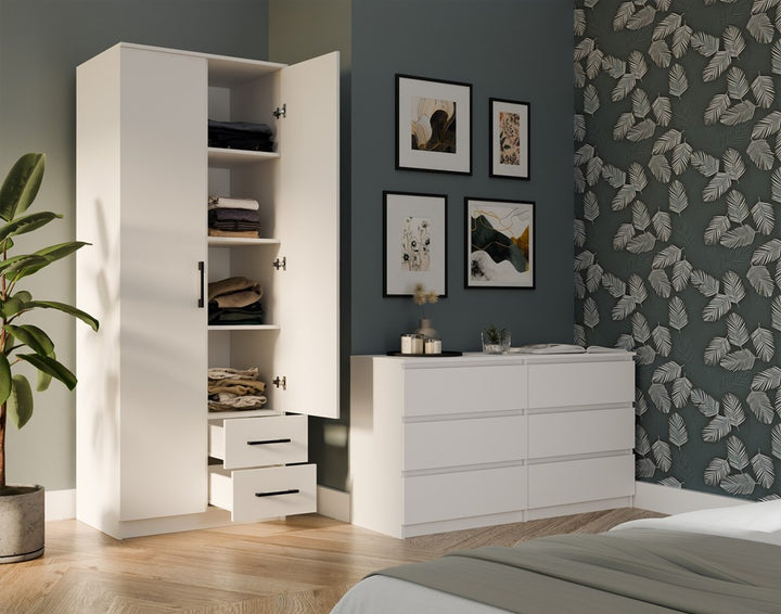 Klædeskab, Højde: 205 cm Bredde: 80 cm Dybde: 54 cm, hvid