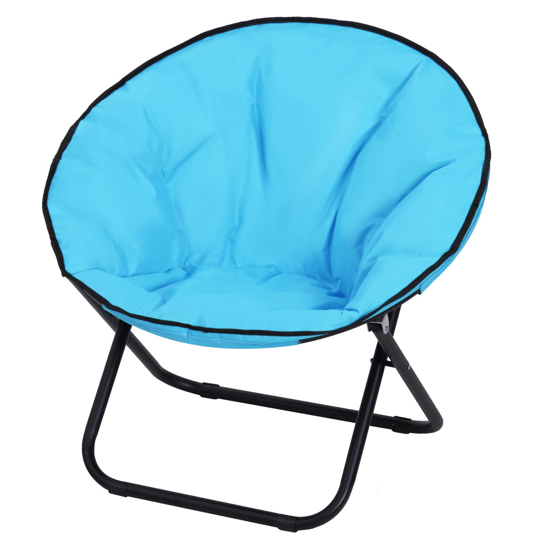 Foldbar campingstol med ryglæn, foldbar stol op til 120 kg, polstret månestol ekstra bred, foldbar udendørsstol til have, balkon, camping, blå