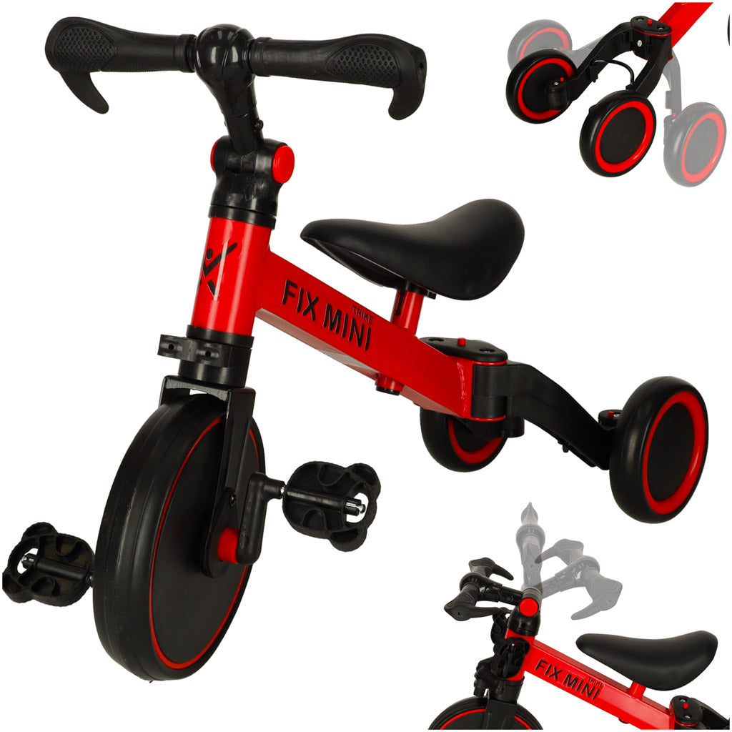 Trike Fix Mini cross-country trehjulet cykel 3 i 1 med pedaler rød