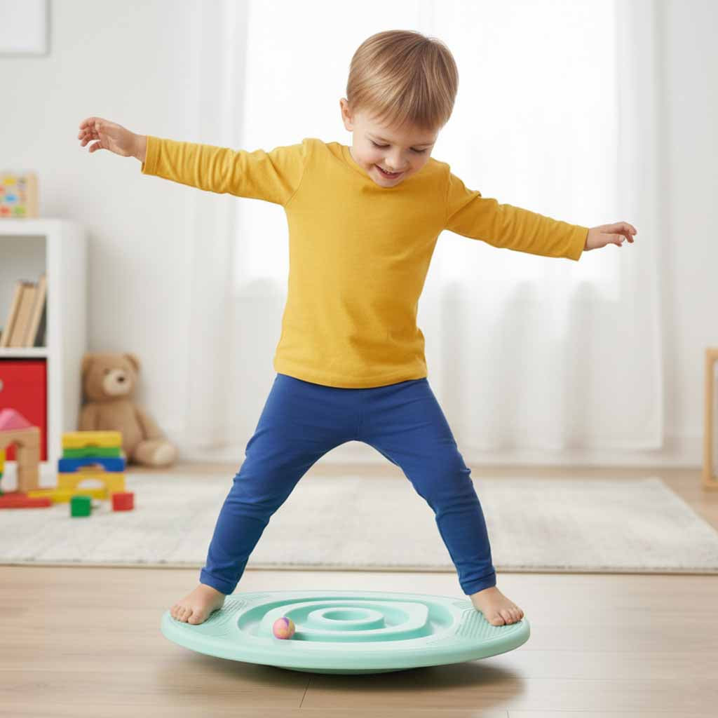 Balancerende balancebom med blå kugler