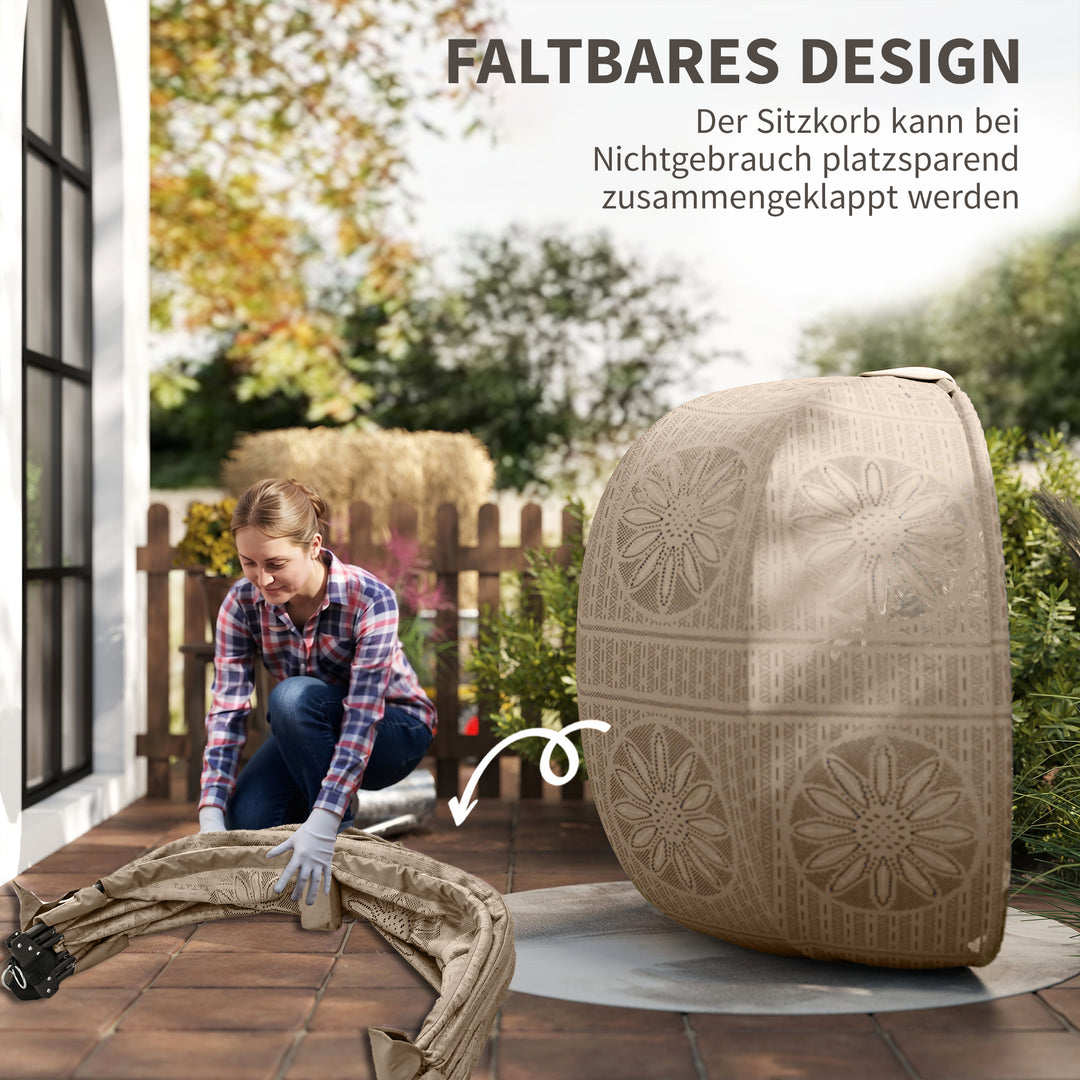 Hængestol, havestol, kurvestol, boho-stil, 116 x 125 x 176 cm, sand + sort