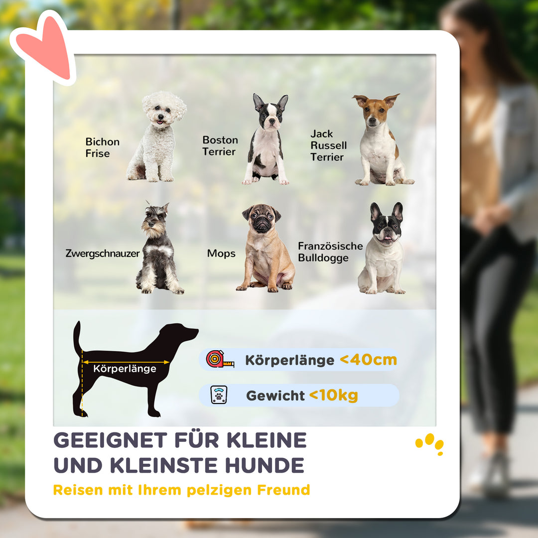Hundeklapvogn, let og sammenklappelig transportvogn til små hunde, vaskbar hynde, netvindue, grå