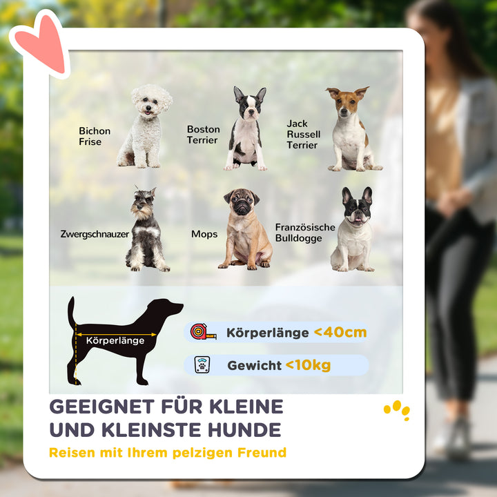 Hundeklapvogn, let og sammenklappelig transportvogn til små hunde, vaskbar hynde, netvindue, grå