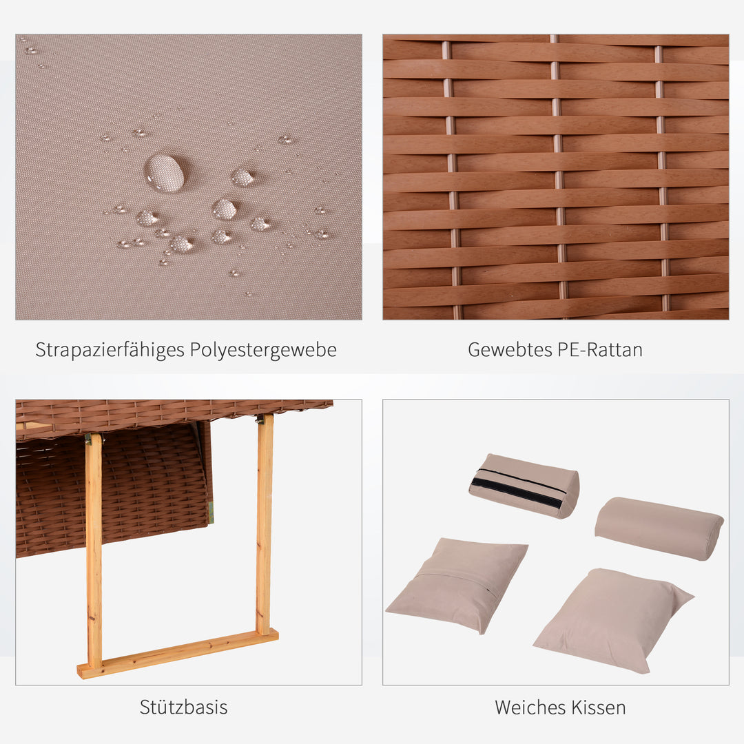 Strandstol til 2 personer med lænestol, beige, 118 x 79 x 160 cm