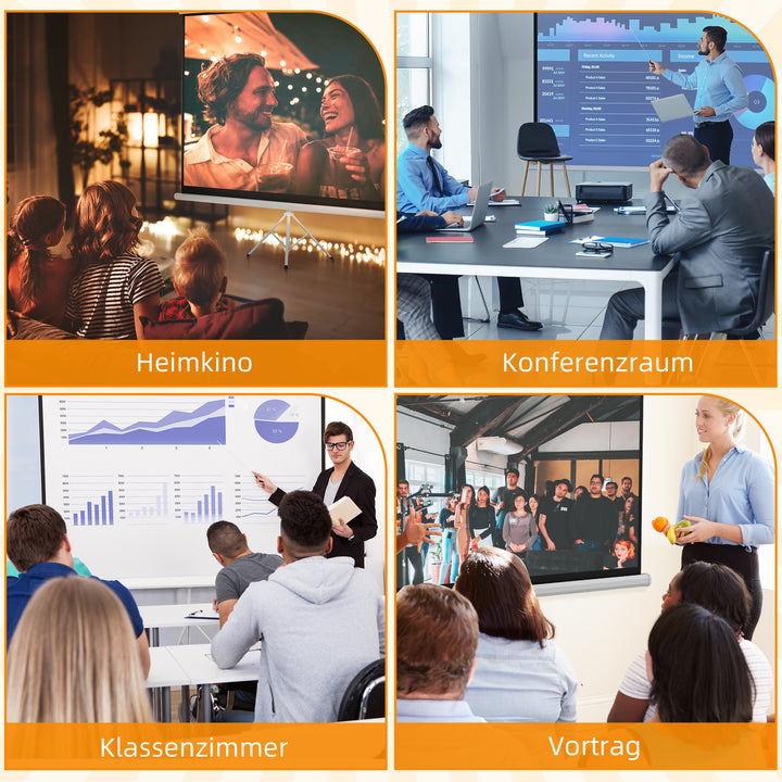 Projektorlærred med stativ 186 x 105 cm 84 tommer 16:9 hd 4k rullelærred