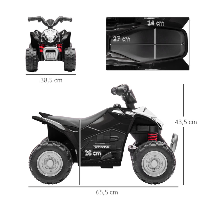 Elektrisk ATV, børne-ATV, 2,8 km/t, LED-forlygter, til 1,5-3 år, sort, 65,5 x 38,5 x 43,5 cm