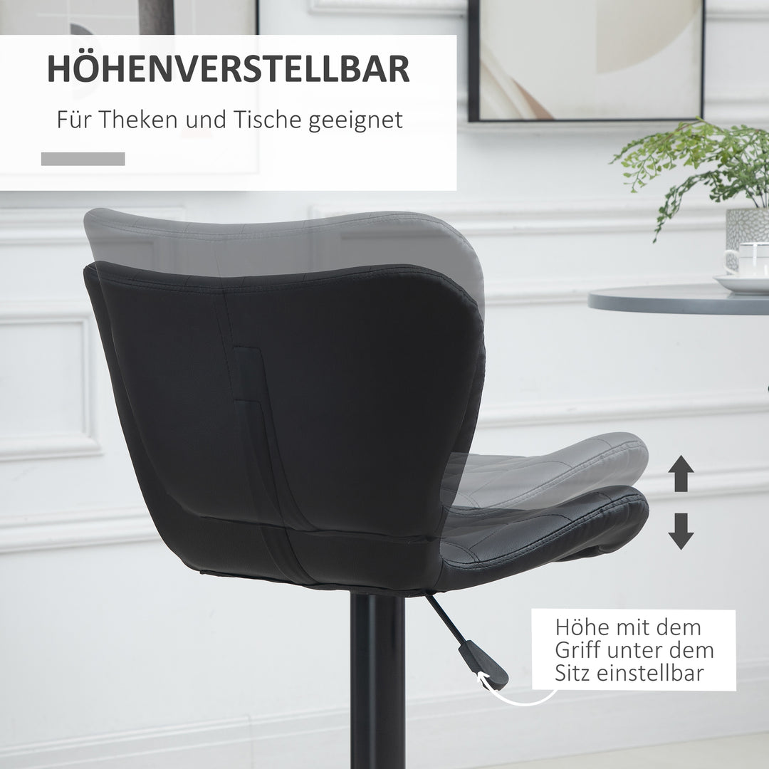 Sæt med 2 barstole, retro design, 47 cm x 51,5 cm x 89-109 cm, sort