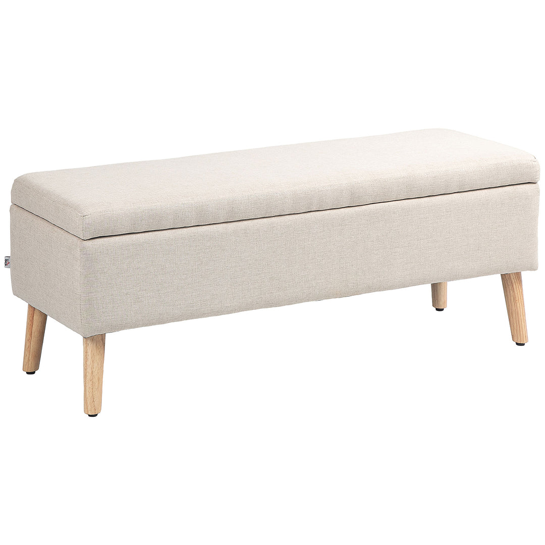 Opbevaringsbænk, op til 220 kg, linnedlook, 110x39x45 cm, beige