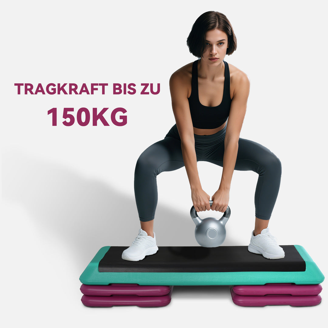 Step board højdejusterbar fitness stepper 3 niveauer (10/15/20 cm) skridsikker stepbænk til hjemmefitness kontor plastik sort+grøn+lilla