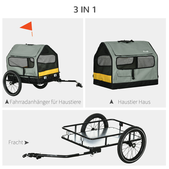 Hundetrailer cykeltrailer kæledyrstrailer, 1 vimpel, til hunde op til 10 kg, grøn + sort