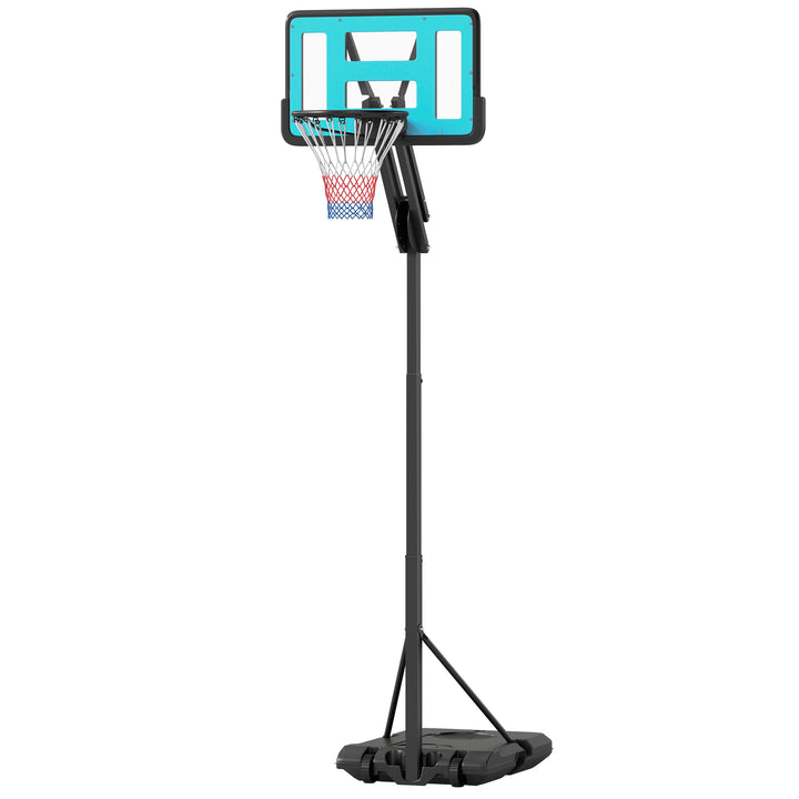 Basketballkurv, 146-236 cm højdejusterbar, basketballstativ, rullebar, stål, plastik, sort