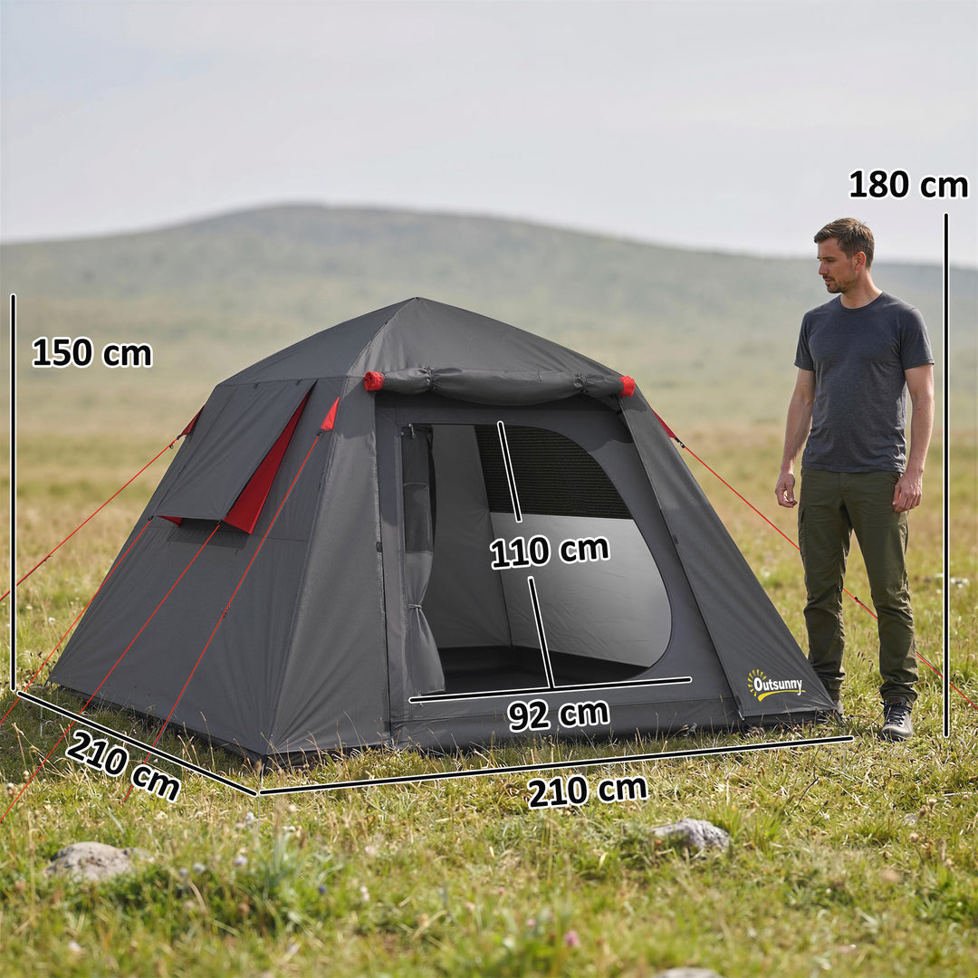 Campingtelt til 2 personer, 3000 mm vandtæt og vindtæt kuppeltelt med 2 døre, 2 netvinduer, 2 sidevinduer og bæretaske.
