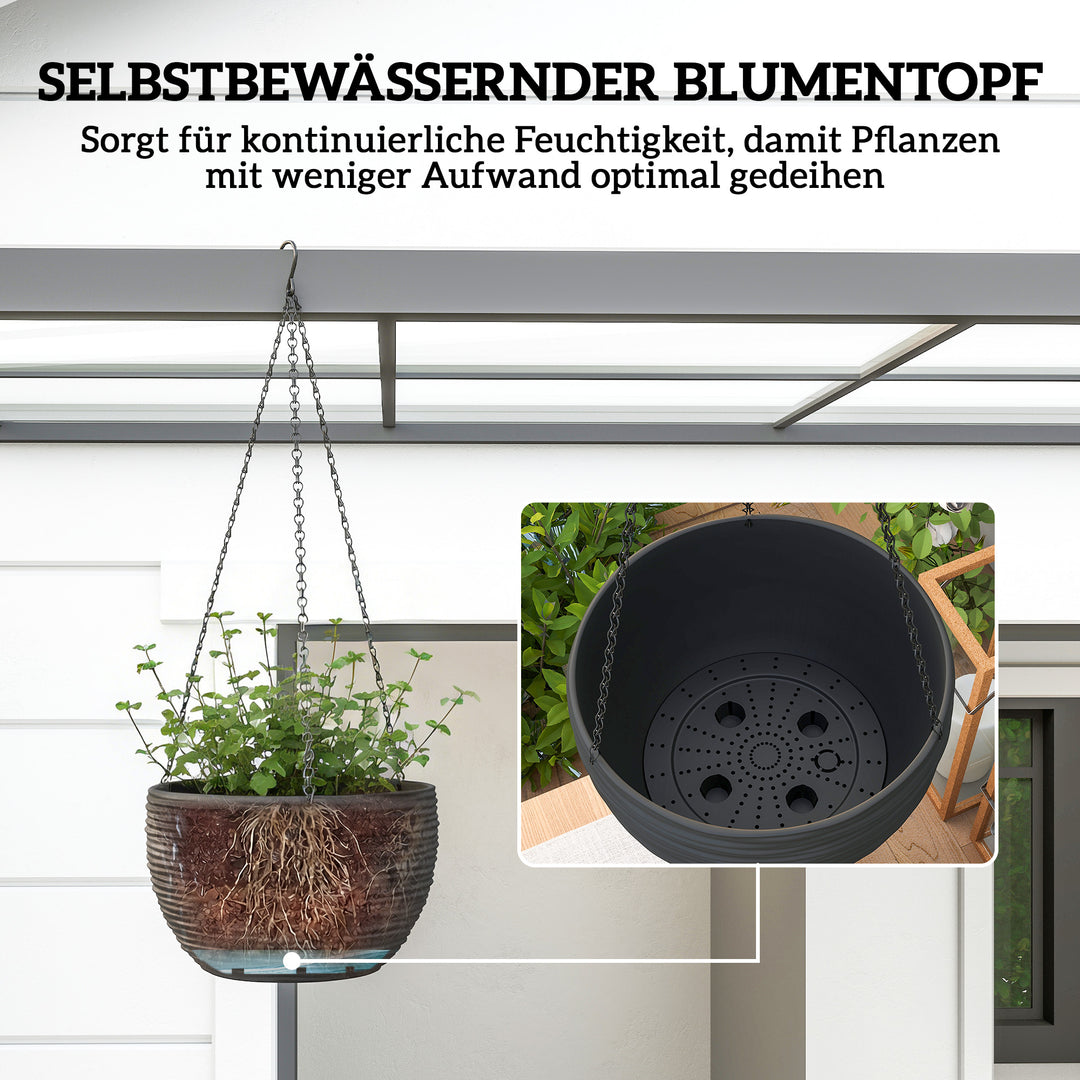 Plantepotter til udendørs og indendørs planter, selvvandende, hængende plantepotter med metalkæder, 4 stk., sorte