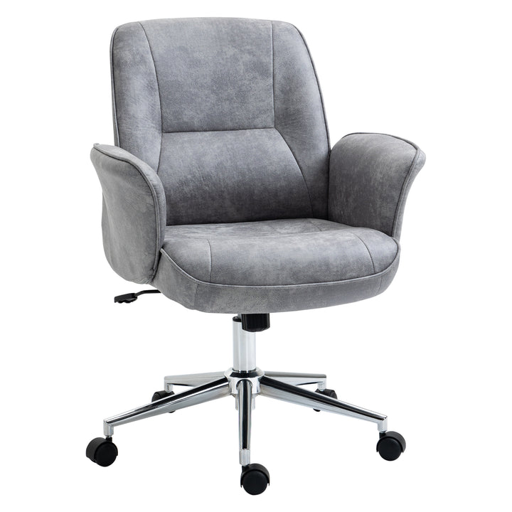 Kontorstol med gyngefunktion, højdejusterbar drejestol, ergonomisk arbejdsstol, moderne, lasteevne op til 120 kg, mikrofiber, lysegrå, 67 x 69 x 92-102 cm