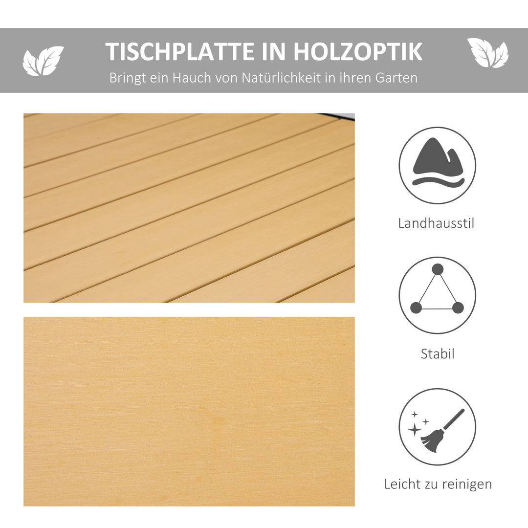 Havebord til 8 personer, spisebord, aluminiumsbord, havemøbler, loungemøbler, letplejelig plastik, naturlig og sort, 190 x 90 x 74 cm