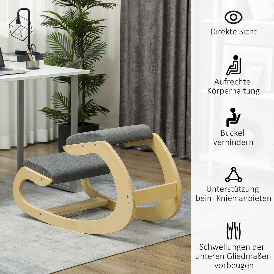 Ergonomisk gyngestol til knæ til hjemmekontor for at forbedre kropsholdningen, grå