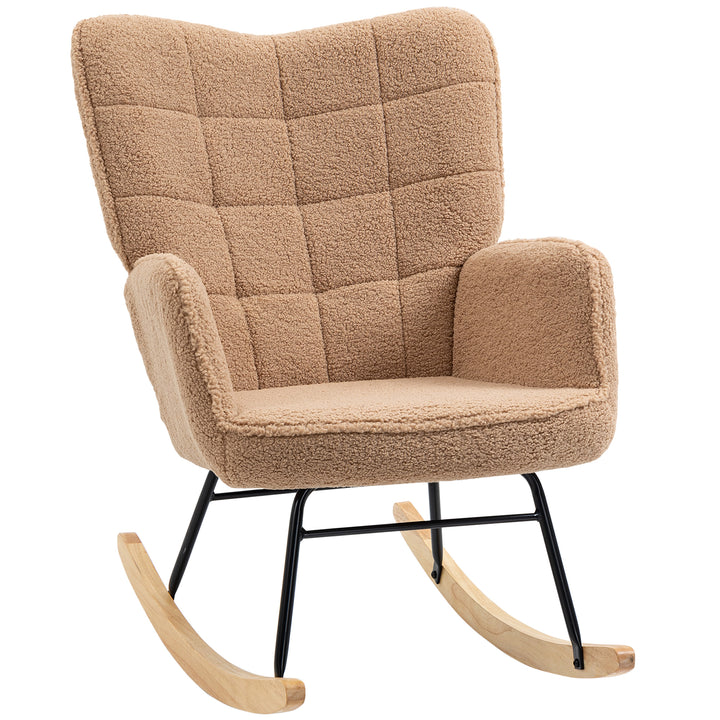 Retro gyngestol, massivt træ, lænestol, afslappende lænestol, 98 cm x 71 cm x 101 cm, brun