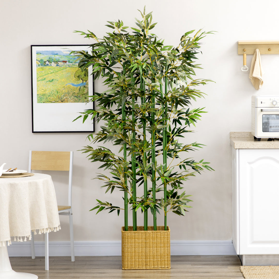 Kunstig bambusplante, kunstig plante, dekorativ plante, realistisk udseende, nem pleje, til hjemmebrug, 180 cm høj, grøn