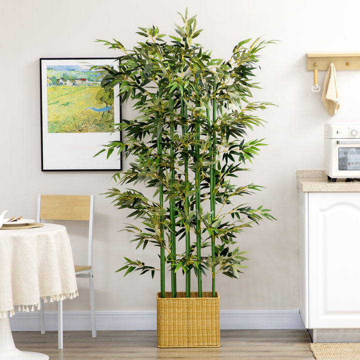 Kunstig bambusplante, kunstig plante, dekorativ plante, realistisk udseende, nem pleje, til hjemmebrug, 180 cm høj, grøn