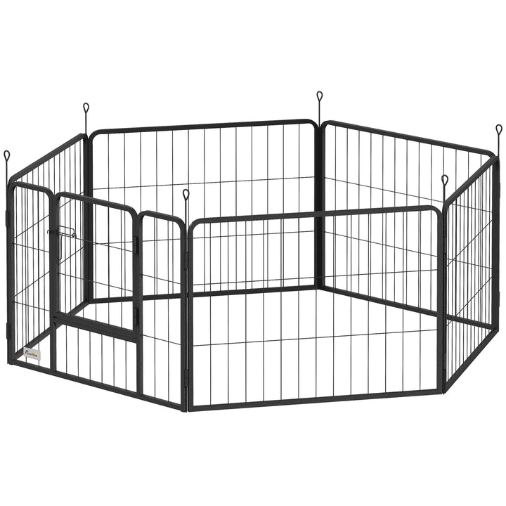 Hundehegn, kæledyrsindhegning, 6 paneler, stål, foldbar, grå