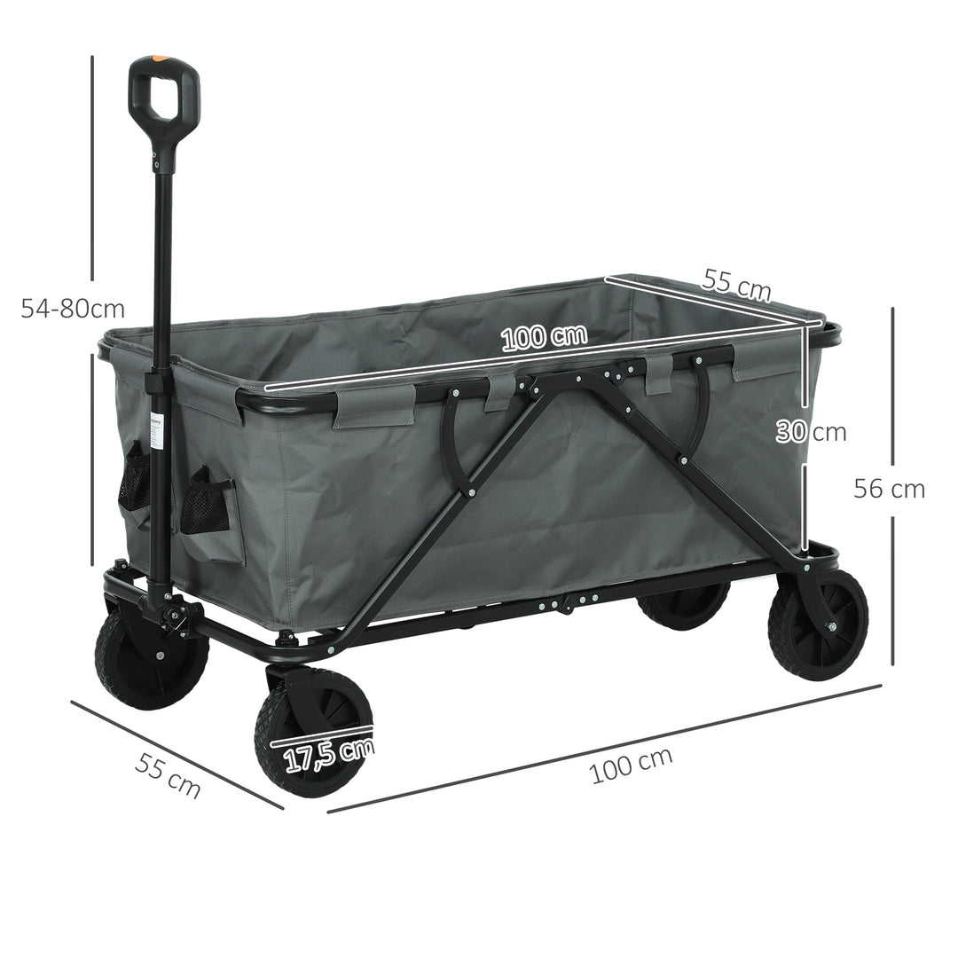 Havevogn 120 kg lasteevne, foldbar transportvogn med aftagelig presenning 160 liter mørkegrå