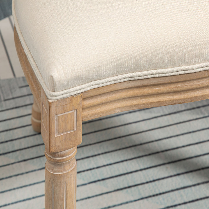 Sæt med 2 køkkenstole, polstrede stole, wienervævet, massivt træ, 49 cm x 56 cm x 96 cm, cremehvid + natur