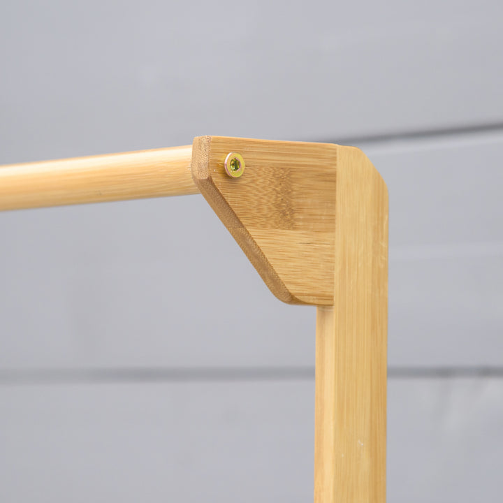 Træ blomstertrappe plantestativ stigehylde justerbar hængende højde blomsterstativ hængende bambus naturlig indendørs udendørs 100 x 40 x 143 cm