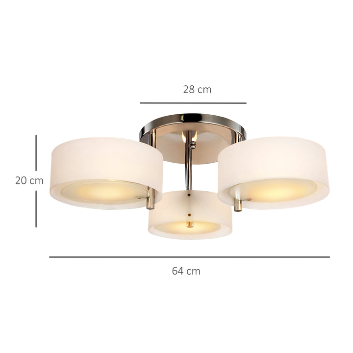 Pendellampe hængelampe 3-flammer moderne e27 pendellampe hængelampe til spisestue, køkken ø64 x 20 cm hvid uden pære
