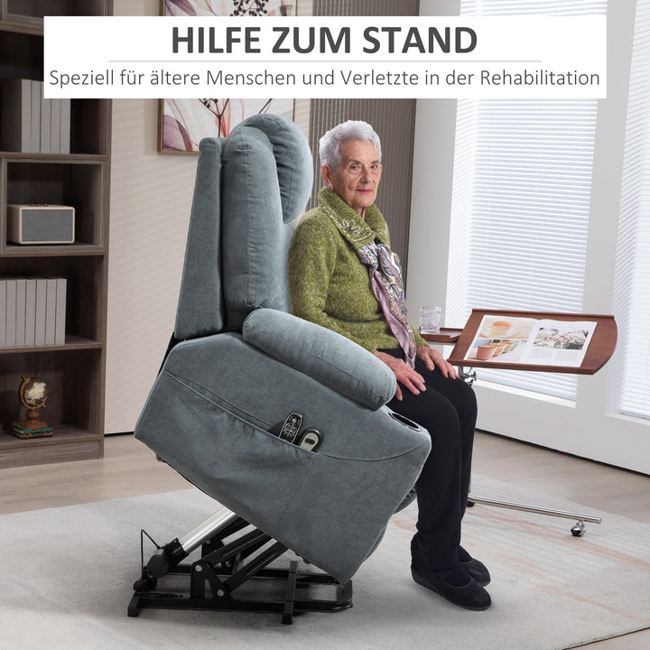 Massagestol, ståstol til seniorer, 8 massagepunkter, sidelommer, fjernbetjening, 90l x 101b x 107 cm, grå