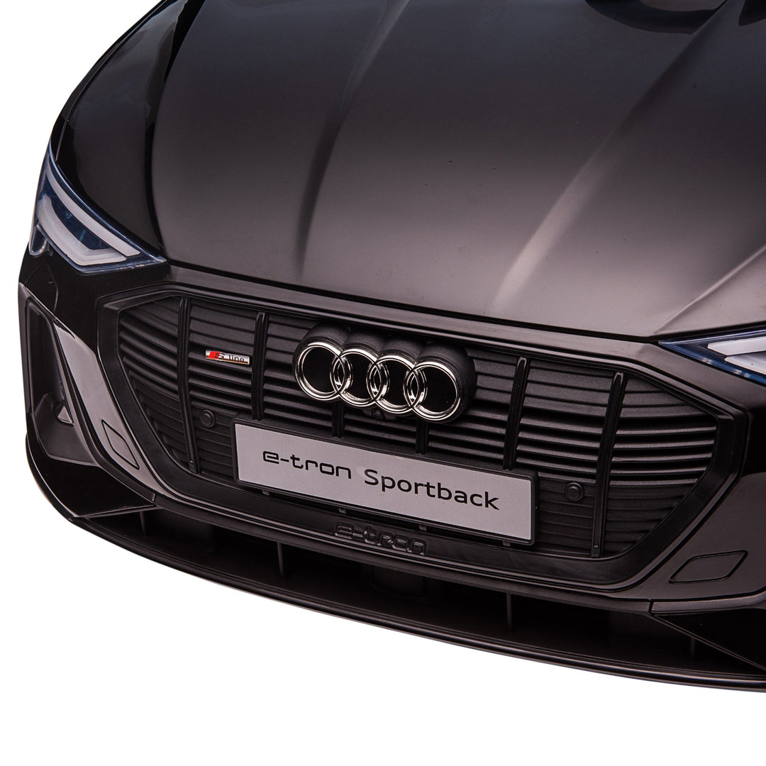 Elektrisk børnebil 12V elbil Audi E-tron elbil med fjernbetjening, sikkerhedssele, musik (MP3/USB/TF), børnebil til børn 3-5 år, 3-5 km/t, sort