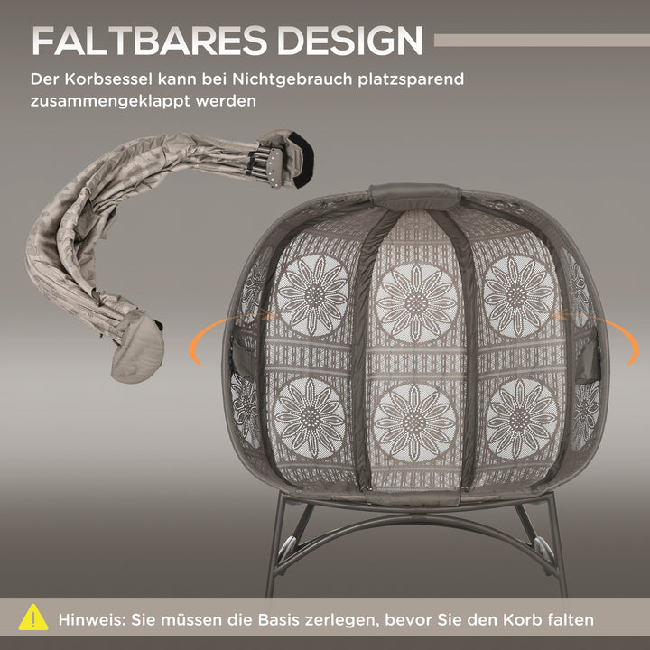 Havestol til 2 personer, foldbar, stor sædehynde, stålstel, farve: sand, 126 x 75 x 142 cm