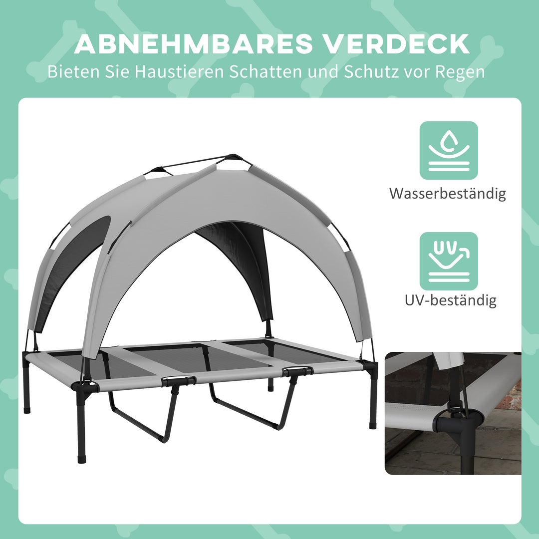 Udendørs hundeseng, vejrbestandig, hævet ramme, 106 x 76 x 94 cm, lysegrå