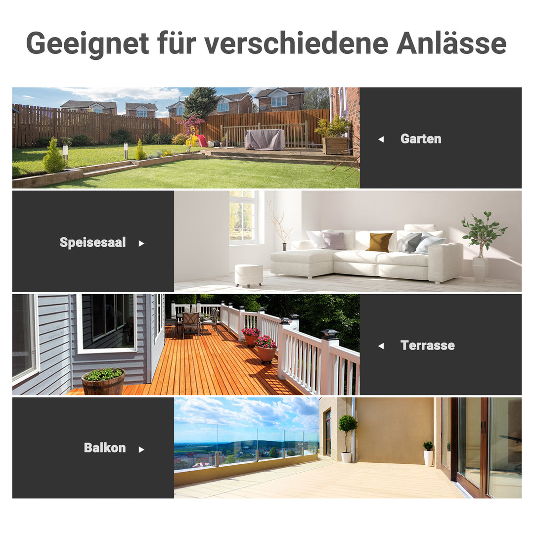 Havebord bistrobord glasbord hærdet glas + metal sort l68,5 x b68,5 x h84 cm