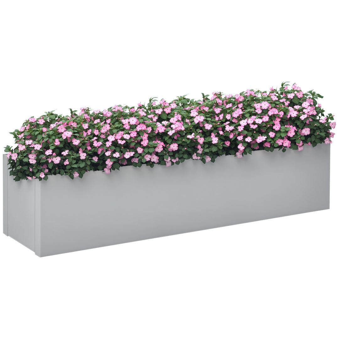 Urtepotte, lakeret stål, vejrbestandig, 91 cm x 22 cm x 22 cm, grå