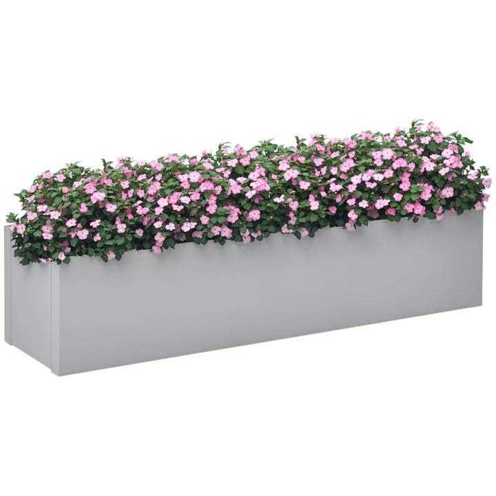 Urtepotte, lakeret stål, vejrbestandig, 91 cm x 22 cm x 22 cm, grå
