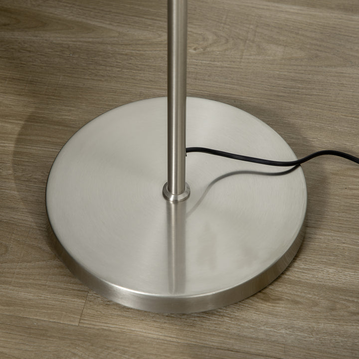 Gulvlampe med 3 glasskærme, e 27, fodkontakt, sølv + hvid